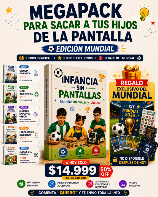 Mega Pack Infancia sin Pantallas - Edición Mundial ⚽ + 5 BONOS  Exclusivos Incluidos + 1  REGALO EXTRA🎁